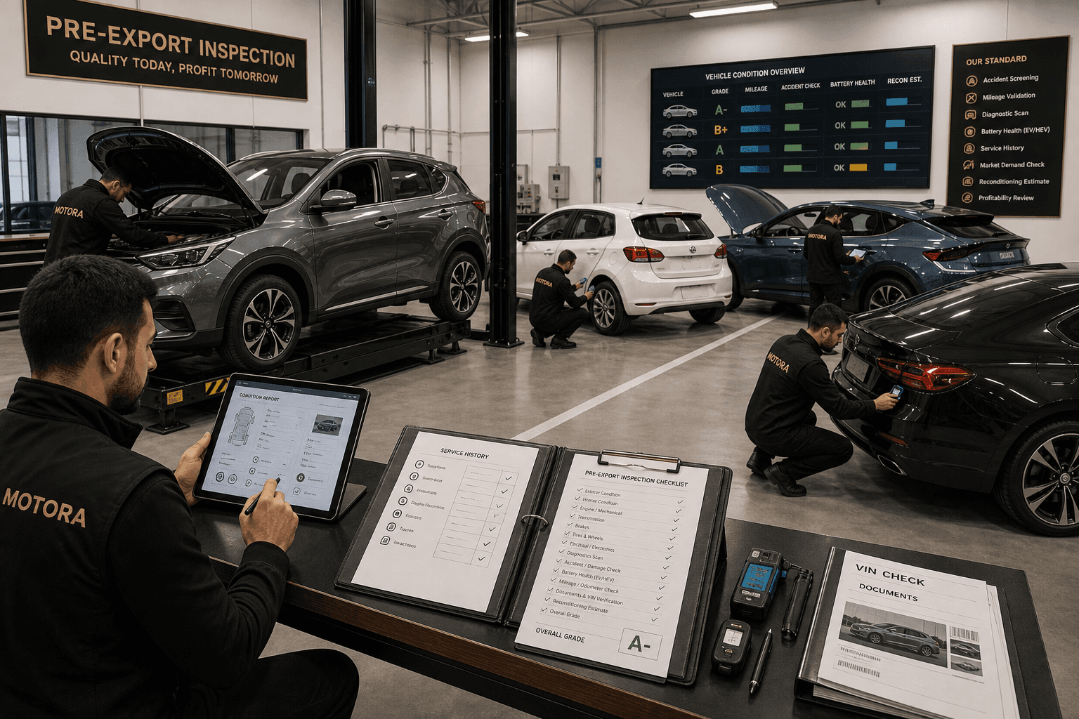 Inspection avant export et relevé d'état