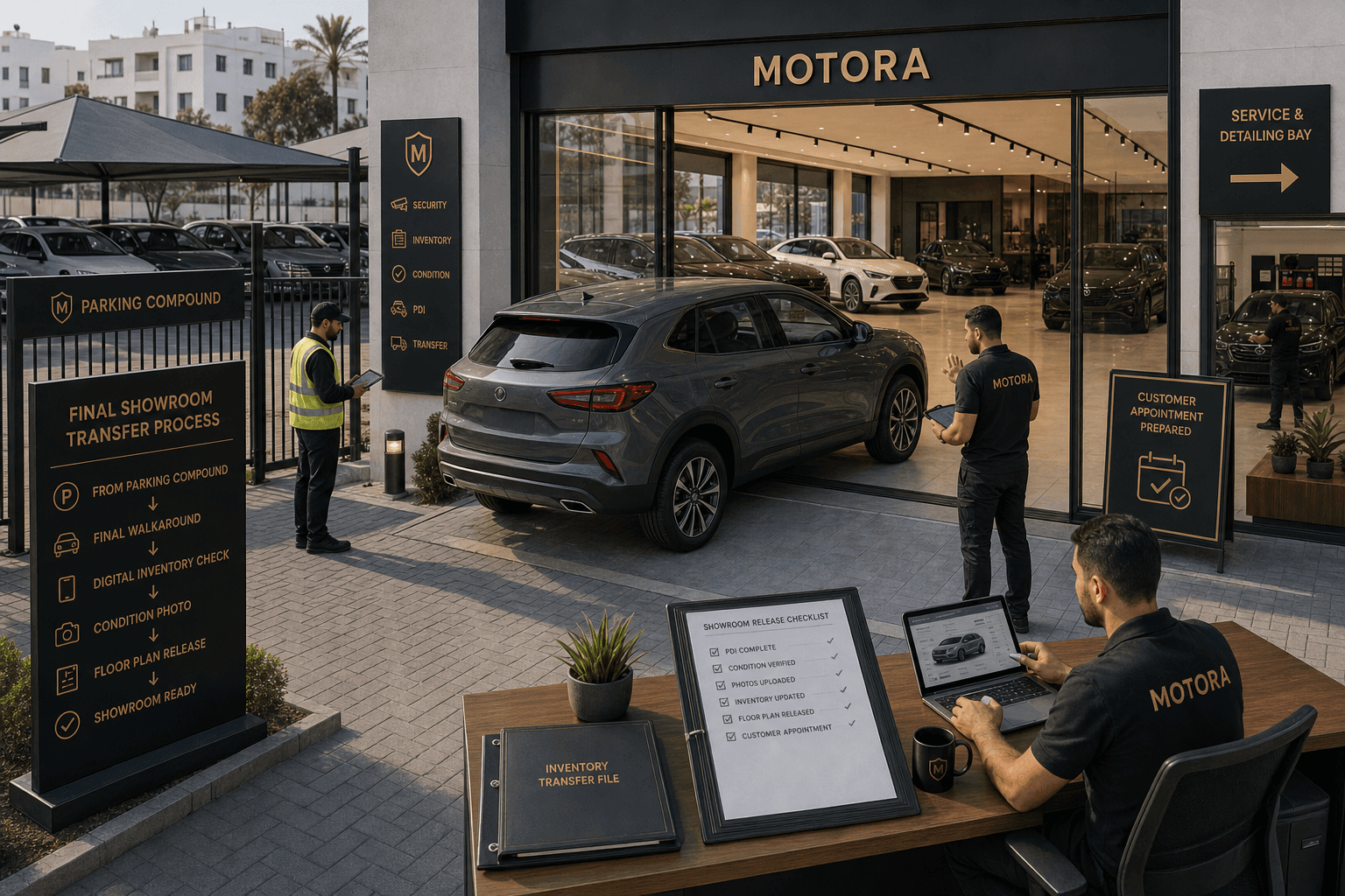 Transfert en showroom et remise prête pour le client