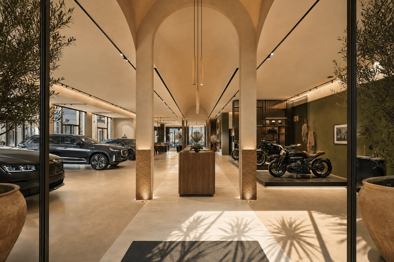 Hall d'exposition automobile