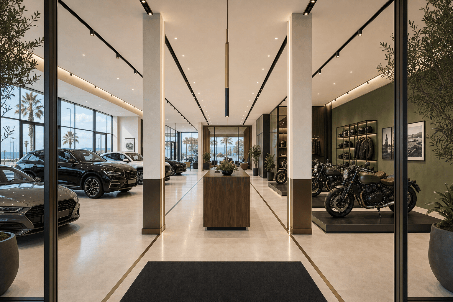 Hall d'exposition automobile