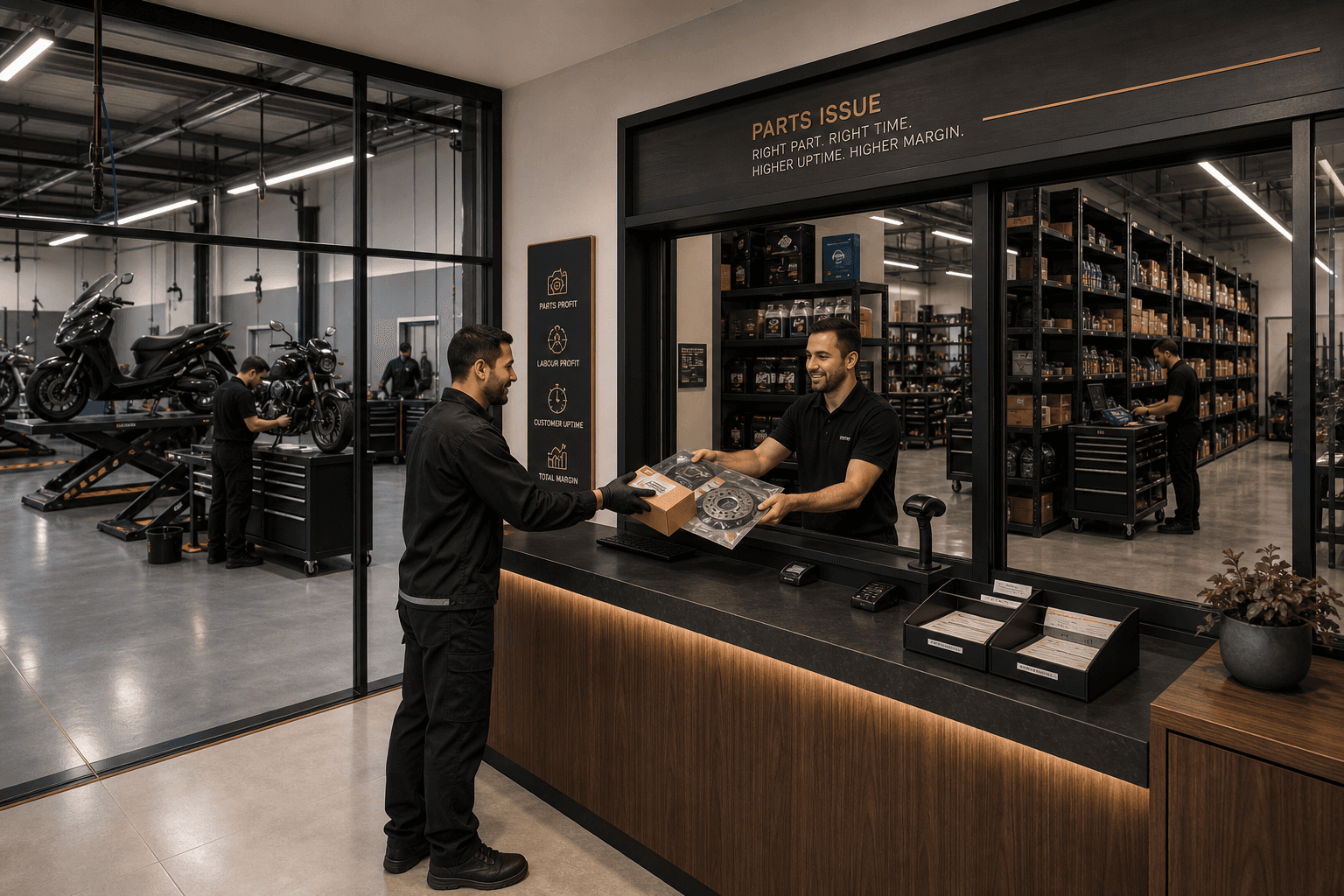 Comptoir pièces atelier